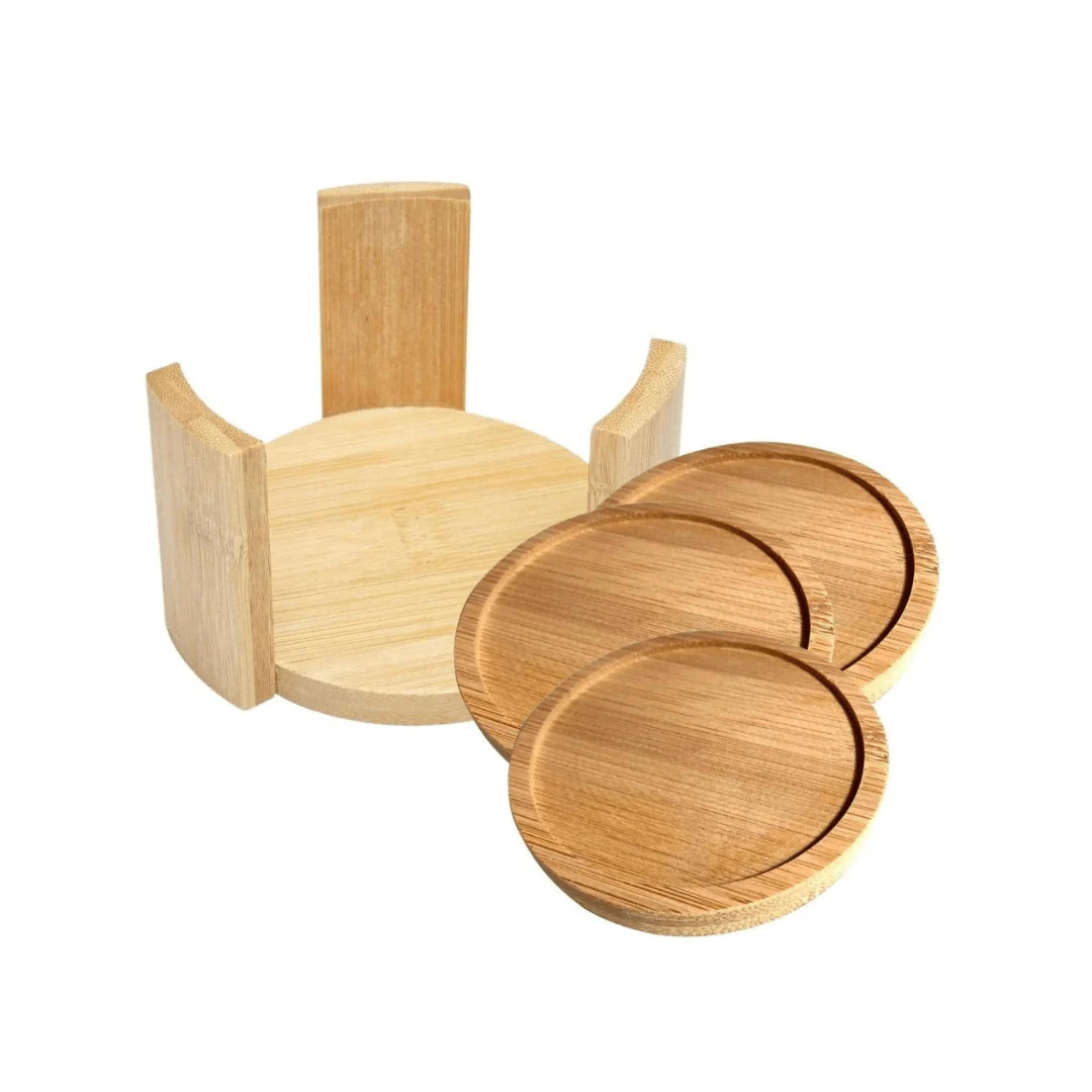 Porta Copos Redondo com Suporte em Bambu Ecokitchen 11cm - Image 2