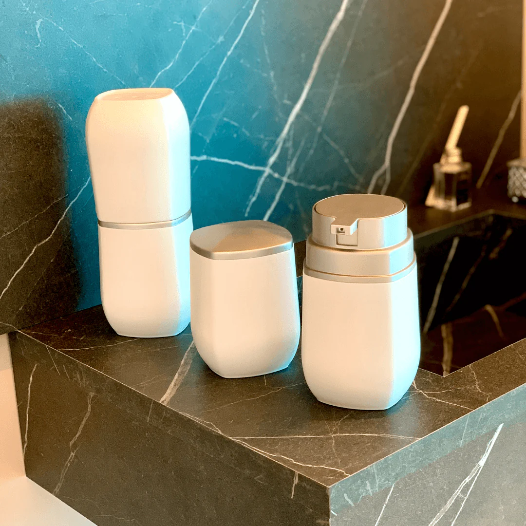 Porta Cotonete E Algodão Branco Com Cromado Fosco - Image 2
