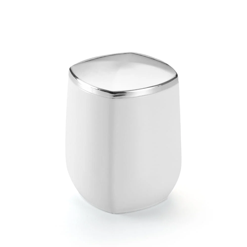 Porta Cotonete E Algodão Branco Com Cromado Fosco - Image 4