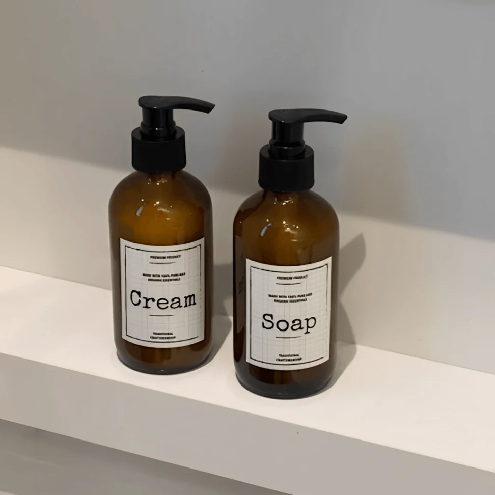 Porta Creme em Vidro com Pump de Plástico âmbar 250ml - Image 3