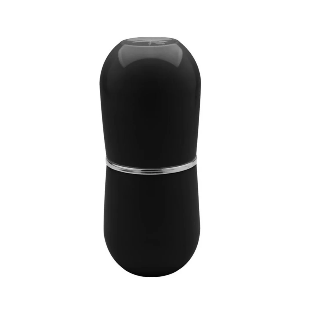 Porta Escova Belly com Tampa Preto e Cromado