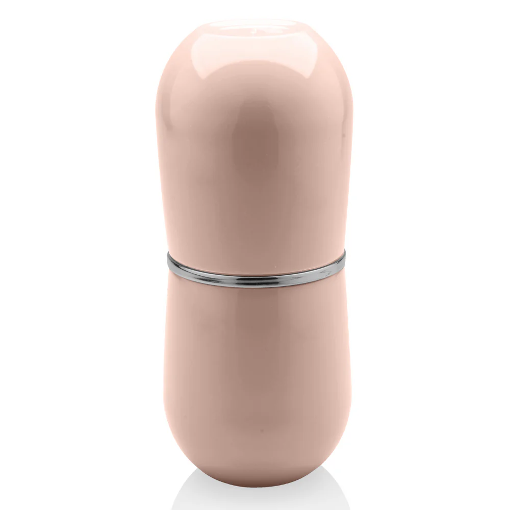 Porta Escova New Belly Rosa Nude e Cromado - 20 cm