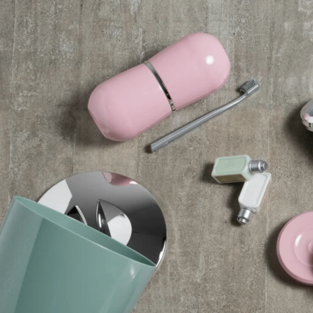 Porta Escova Cromo Belly Com Tampa Rosa Quartz - Image 2