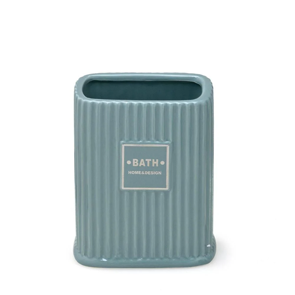 Porta Escova de Dente em Cerâmica Verde 12cm