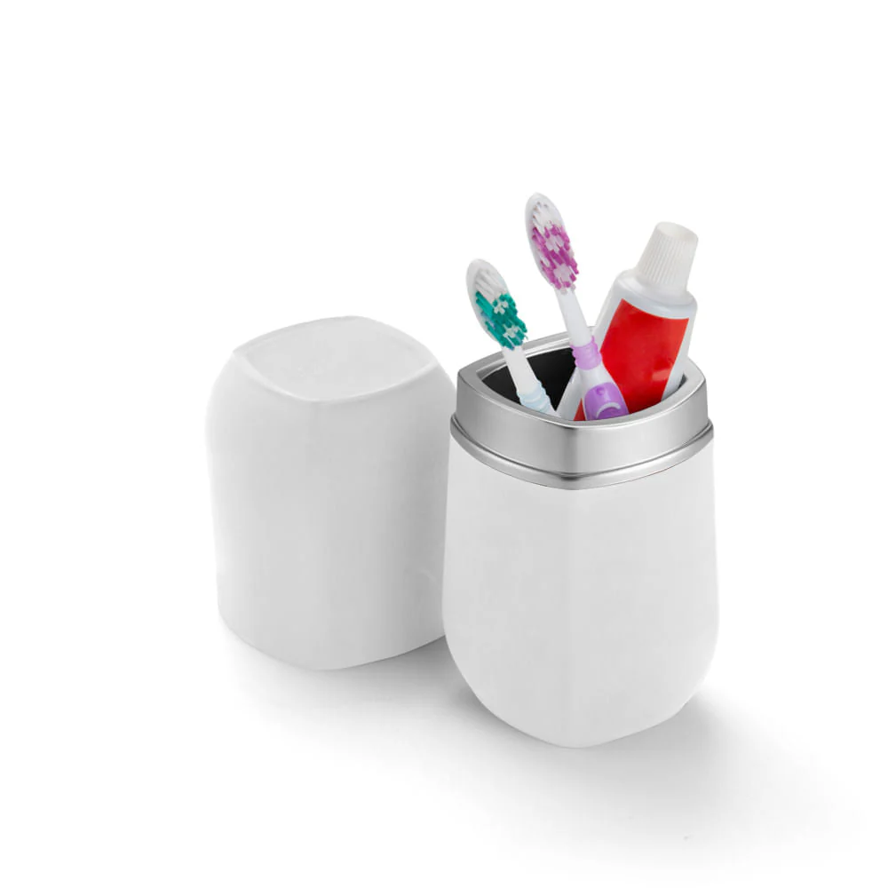 Porta Escova e Creme Dental Branco com Cromado Linha Conceito - Image 6