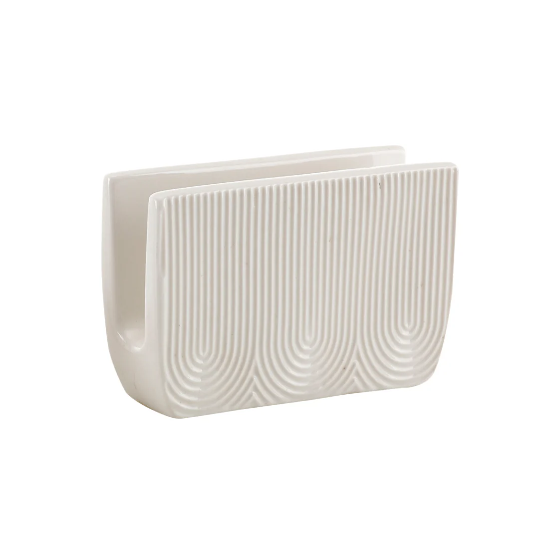 Porta Guardanapos Cerâmica Oasis Branco 12cm - Image 3