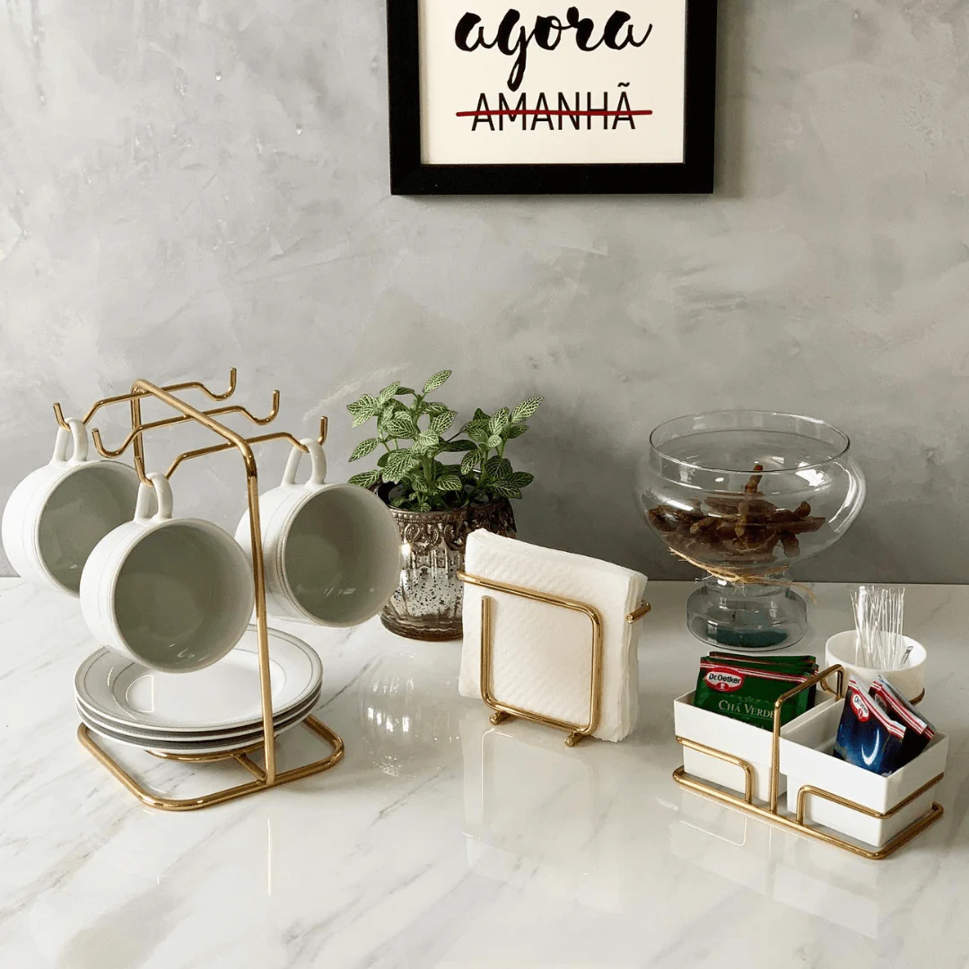 Porta Guardanapos de Papel Pequeno Design Moderno Aço Dourado - Image 4