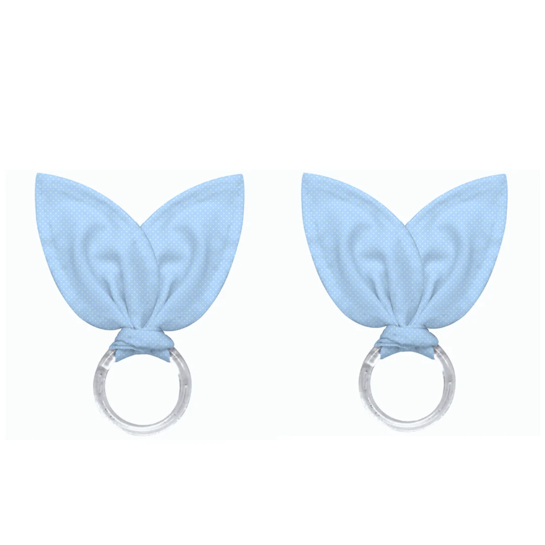 Porta Guardanapos Orelha de Coelho Páscoa Azul 14cm 2 Peças