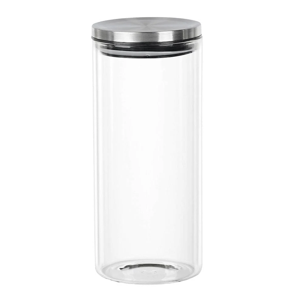 Porta Mantimento Redondo em Vidro Borossilicato Tampa De Metal Prata - 1,4L - Image 2