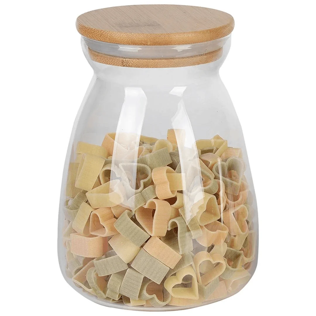 Porta Mantimento Vidro Borossilicato com Tampa de Bambu 1 Litro