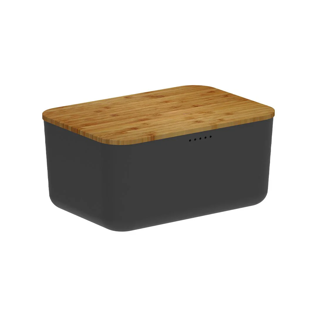 Porta Pão Lume Preto com Tampa de Bambu 9,5L - Image 5