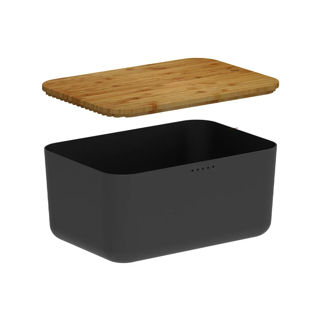 Porta Pão Lume Preto com Tampa de Bambu 9,5L - Image 6