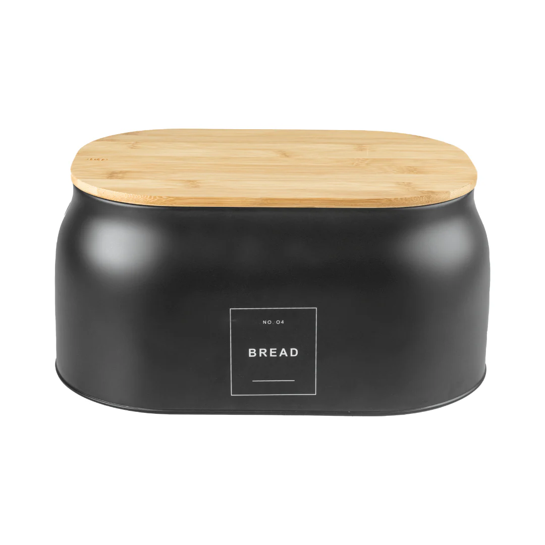 Porta Pão Sense em Metal com Tampa de Bambu 33,5cm Preto - Image 10