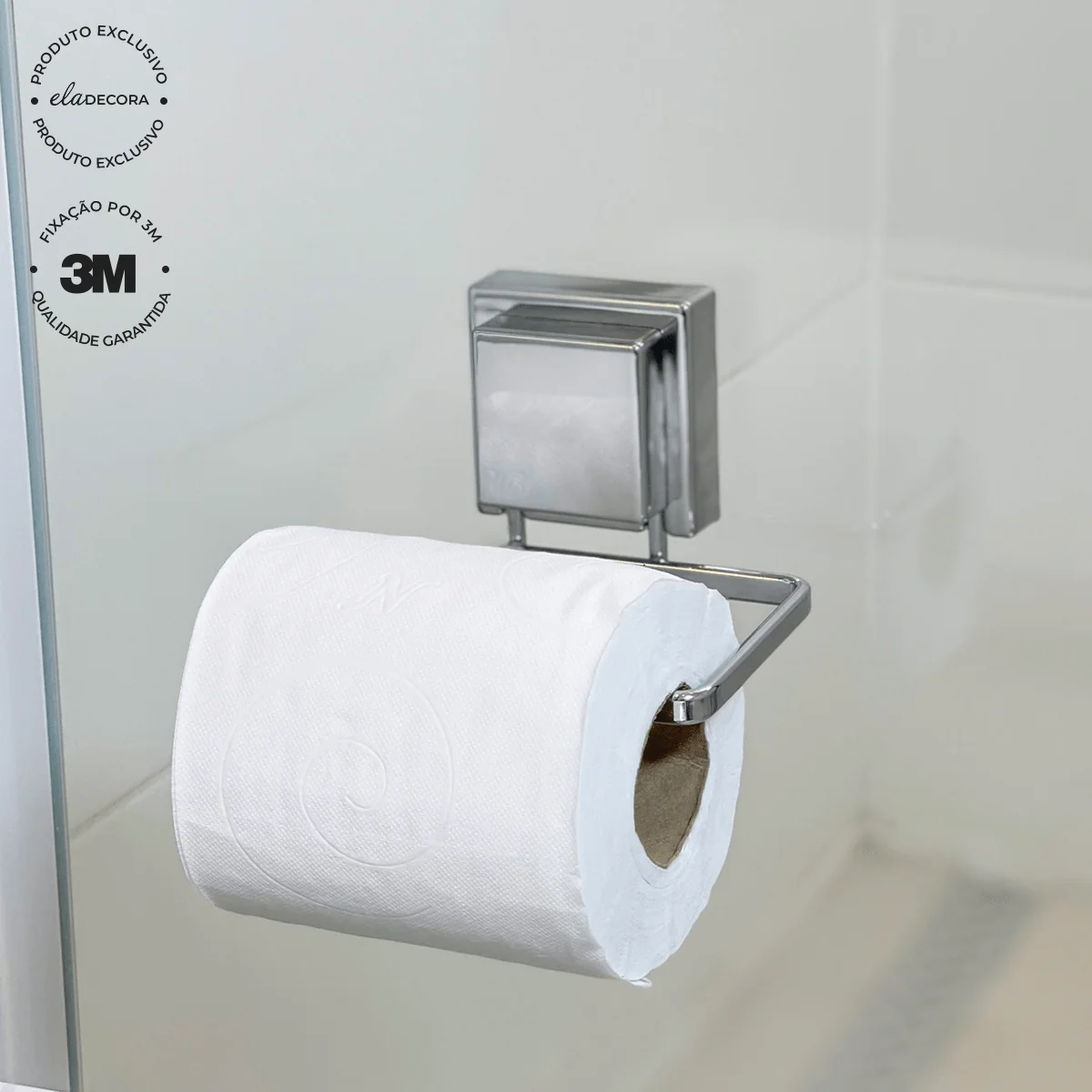 Porta Papel Higiênico Fixação 3M Cromado