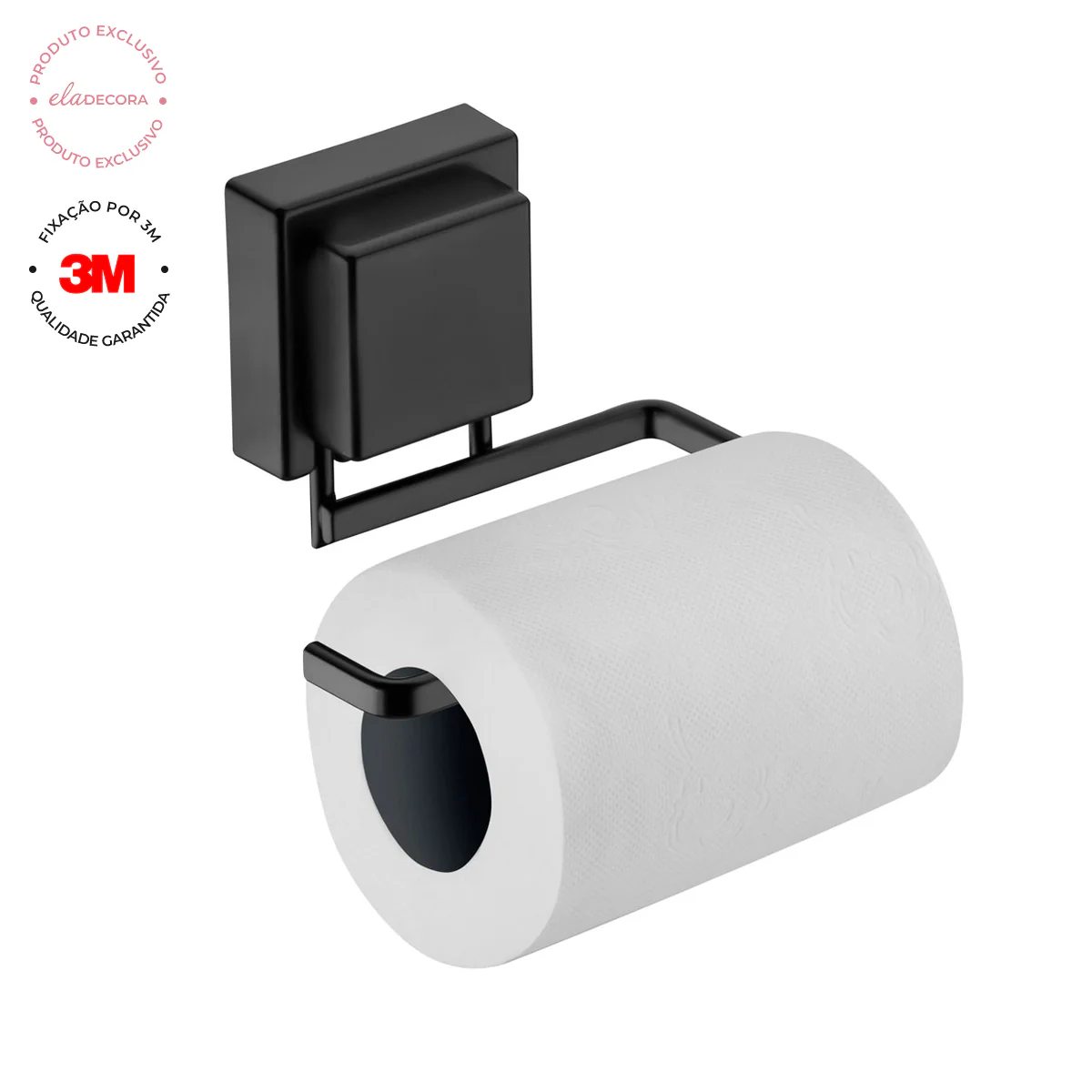 Porta Papel Higiênico Fixação 3M Preto Fosco - Image 2