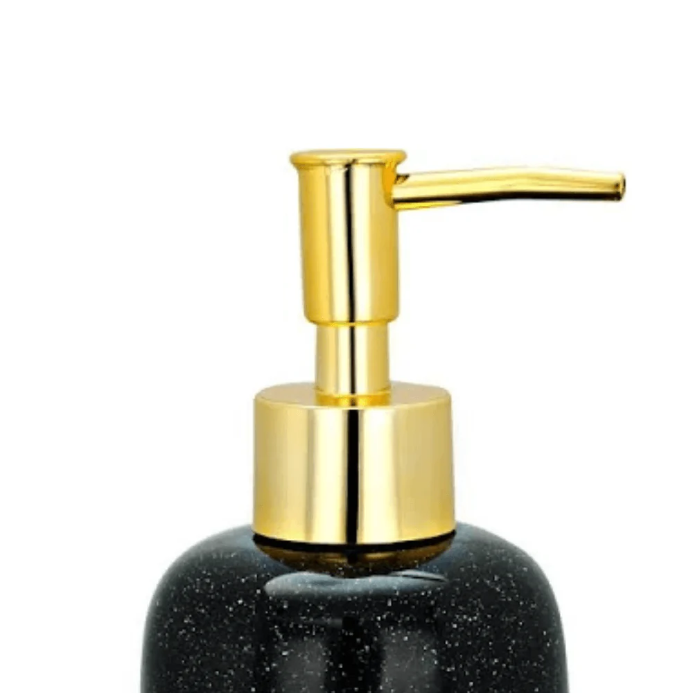Porta Sabonete Líquido Dispenser Cerâmica Reto Constelação Preto e Dourado - 17,5 cm - Image 2