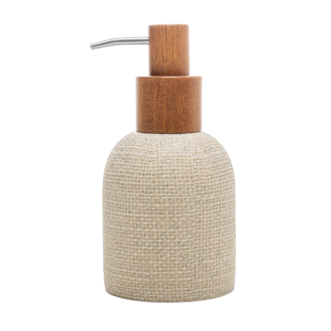 Porta Sabonete Líquido em Poliresina Linen Bege 250ml - Image 4