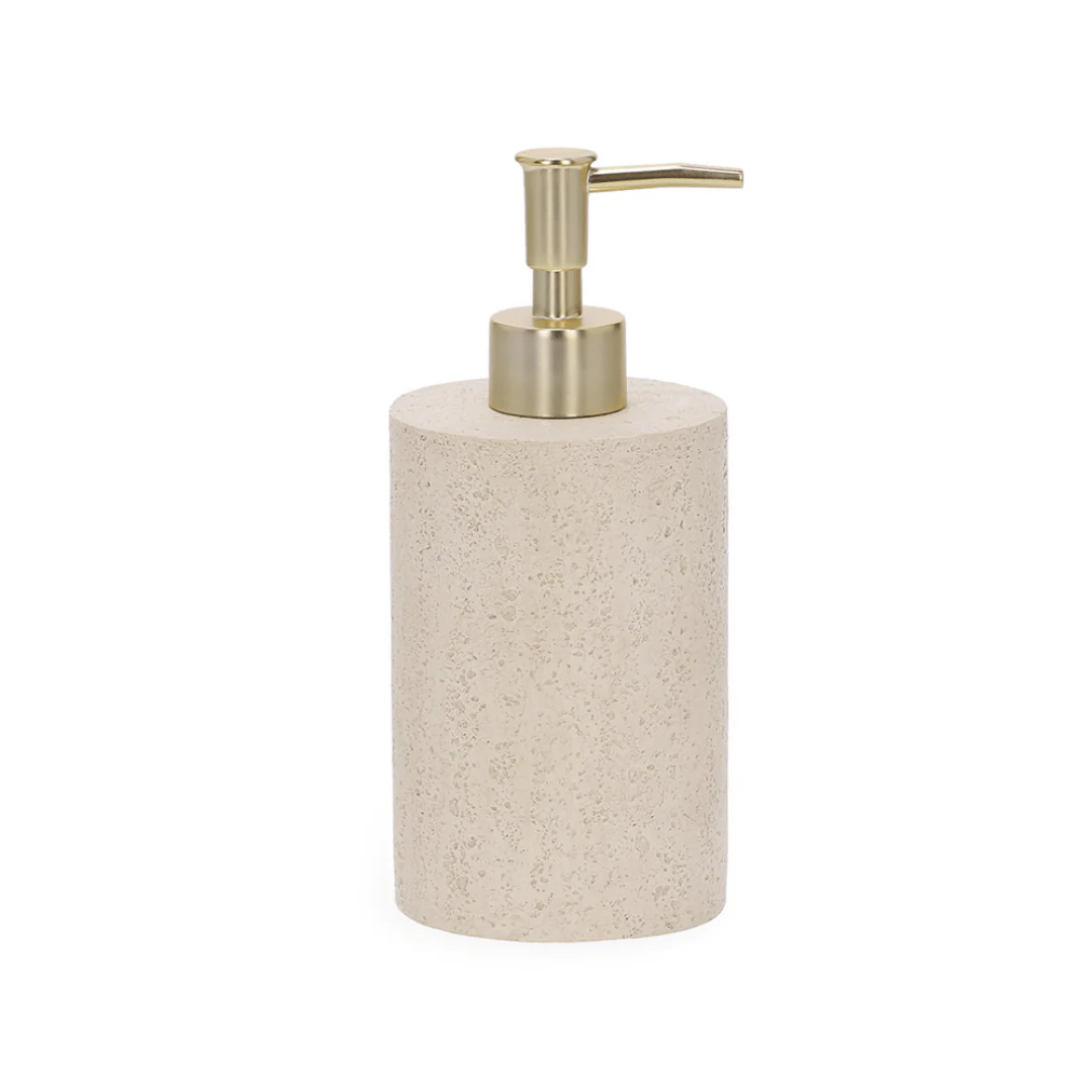 Porta Sabonete Liquido em Polirresina Cinza e Dourado