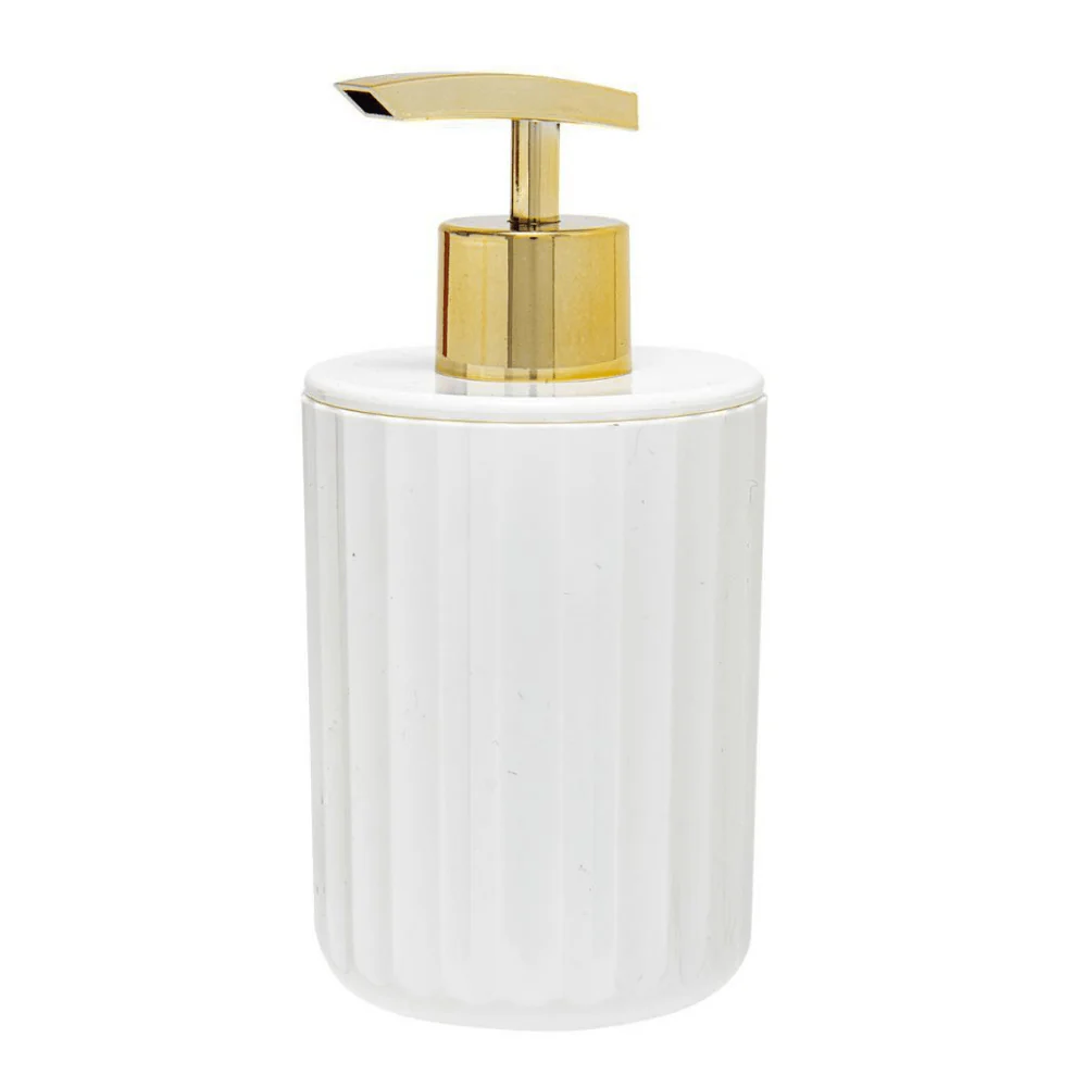 Porta Sabonete Líquido Groove Branco e Dourado - 15,5 cm