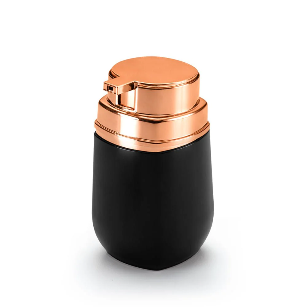 Porta Sabonete Líquido Detergente Preto e Rose Gold