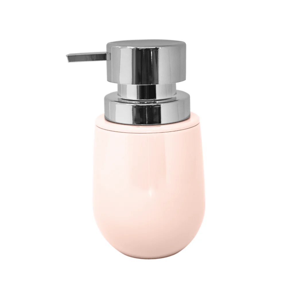 Porta Sabonete Líquido New Belly Rosa Nude e Cromado - 400 ml