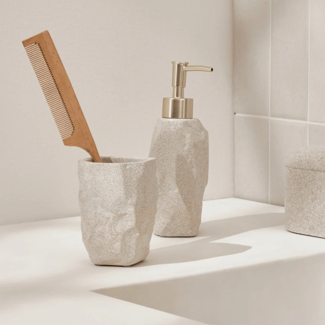 Porta Sabonete Liquido Organic em Cimento Bege 19cm - Image 2