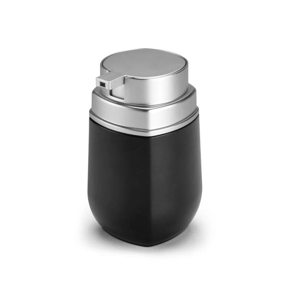 Porta Sabonete Líquido Álcool Gel e Dispenser Detergente Preto Com Cromado - 450ml - Image 3