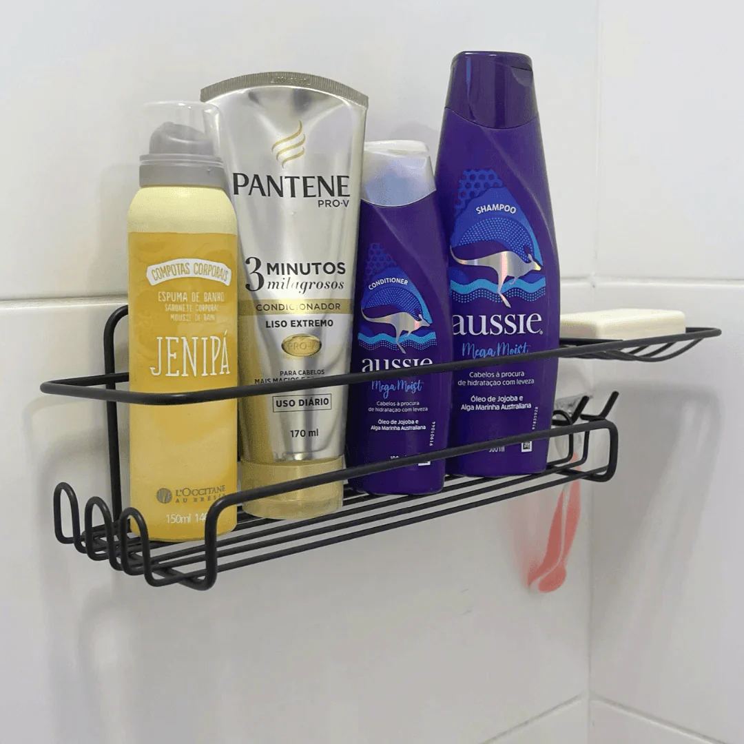 Porta Shampoo Com Saboneteira Dupla Face 3M Preto - Image 2
