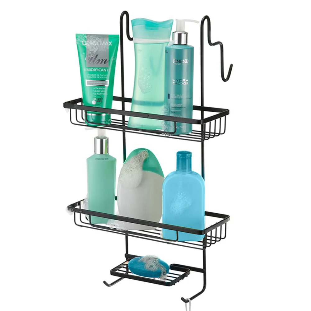 Porta Shampoo Duplo Para Box Preto Linha Black - Image 3