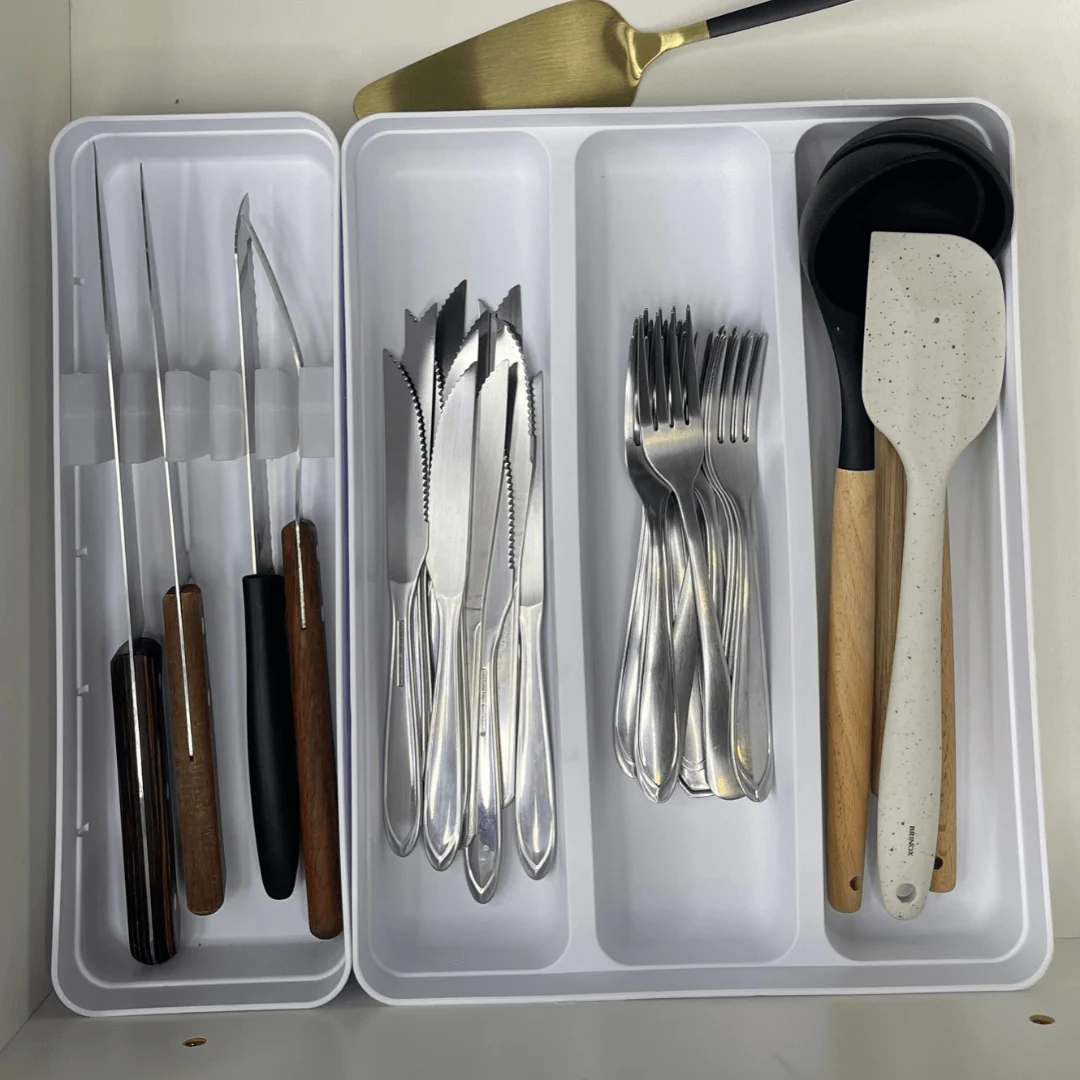Porta Talheres e Utensílios Organizador de Facas de Gaveta em Polipropileno Logic Branco - Image 5