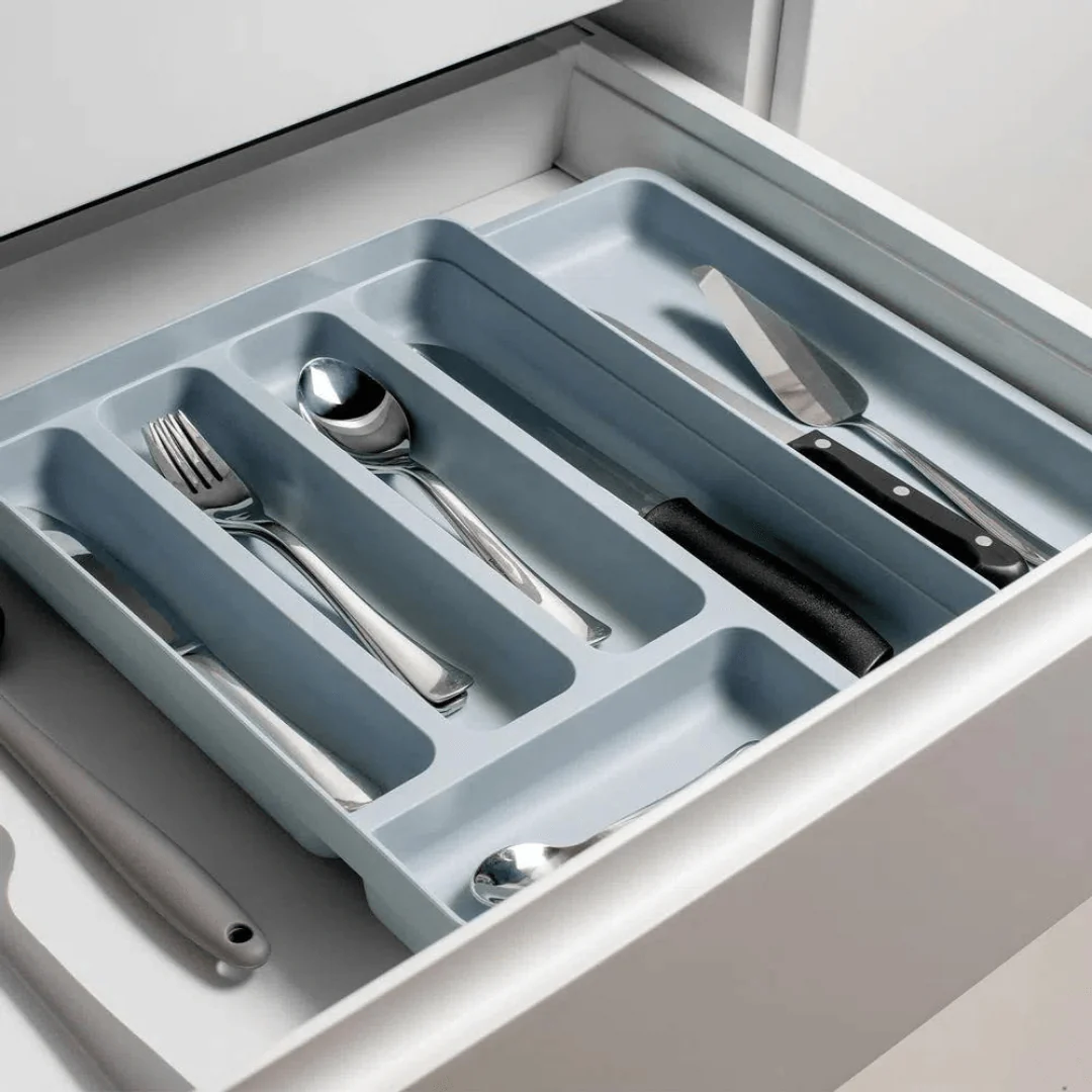Porta Talheres e Utensílios Organizador de Gaveta em Polipropileno com Extensor Branco Logic - Image 6