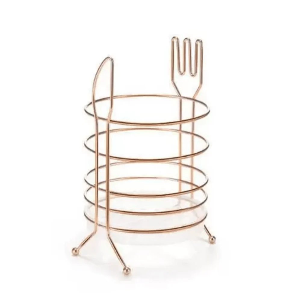 Porta Talheres Escorredor Redondo Rose Gold