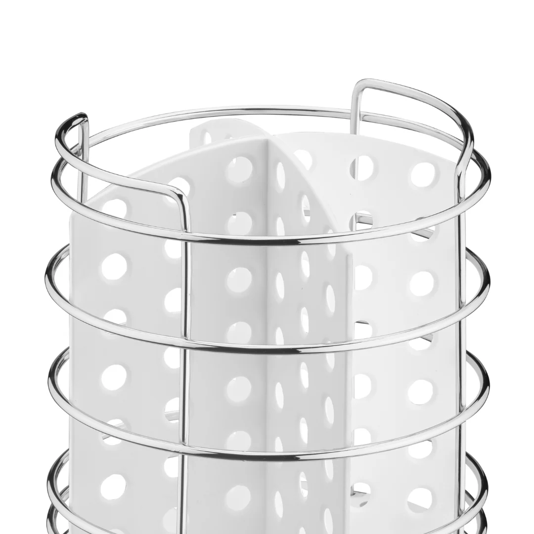 Porta Talheres Utensílios Branco e Cromado 15cm - Image 4
