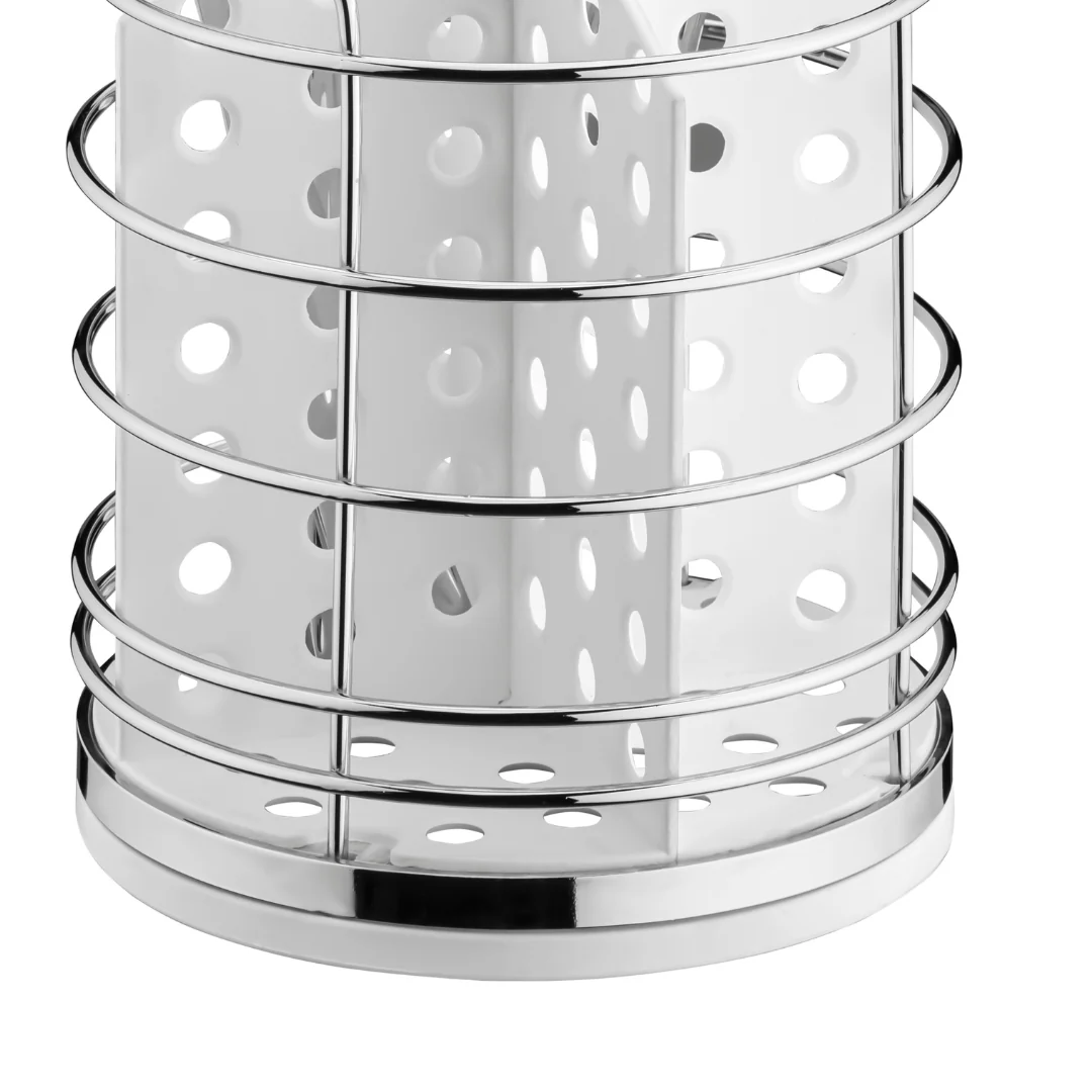 Porta Talheres Utensílios Branco e Cromado 15cm - Image 5