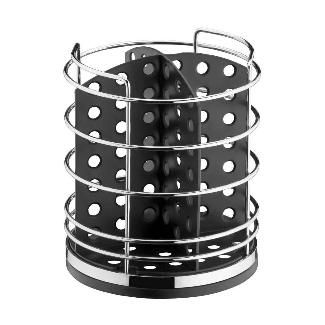 Porta Talheres Utensílios Preto e Cromado 15cm - Image 5