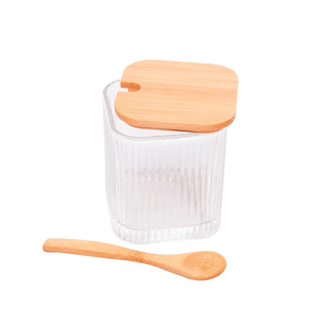 Porta Tempero de Vidro com Colher e Tampa de Bambu - Image 6