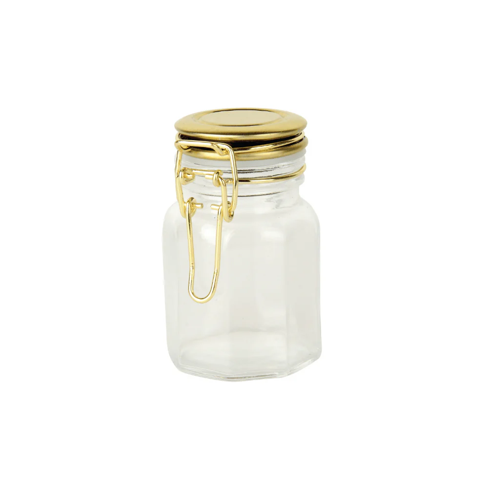 Porta Tempero Hermético de Vidro e Metal Dourado - 8 cm - Image 3