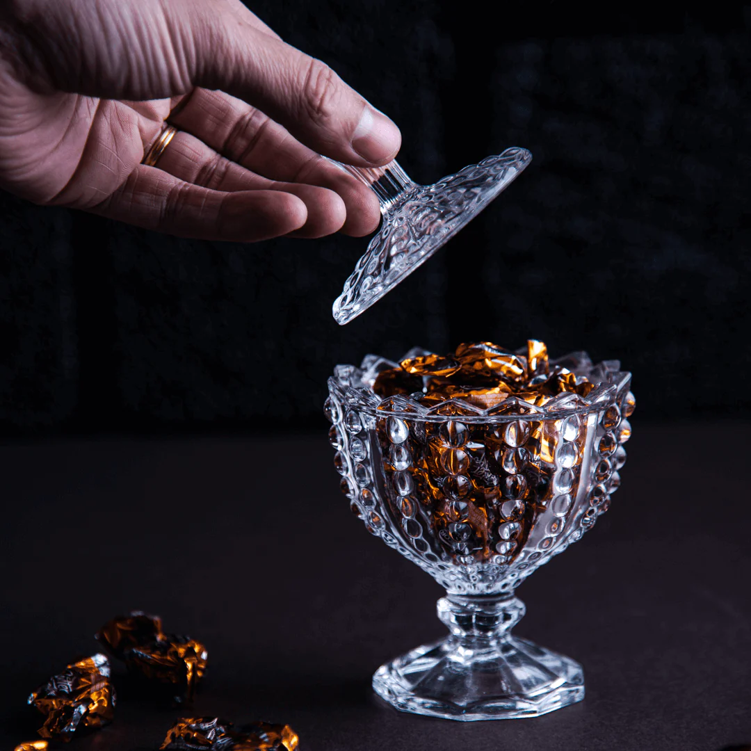 Mini Bomboniere com Pé de Cristal Bolhas 9,5cm