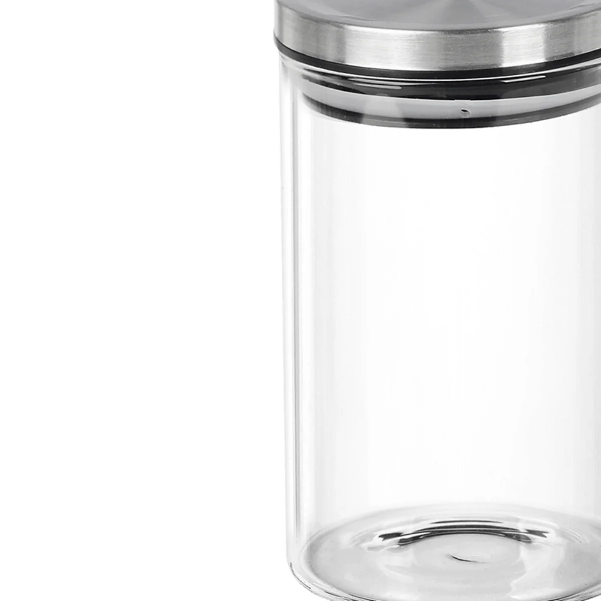 Porta Tempero Redondo em Vidro Borossilicato Tampa De Metal Prata - 150 ml - Image 2
