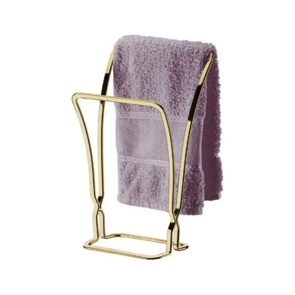 Porta Toalha De Bancada Duplo Aço Dourado