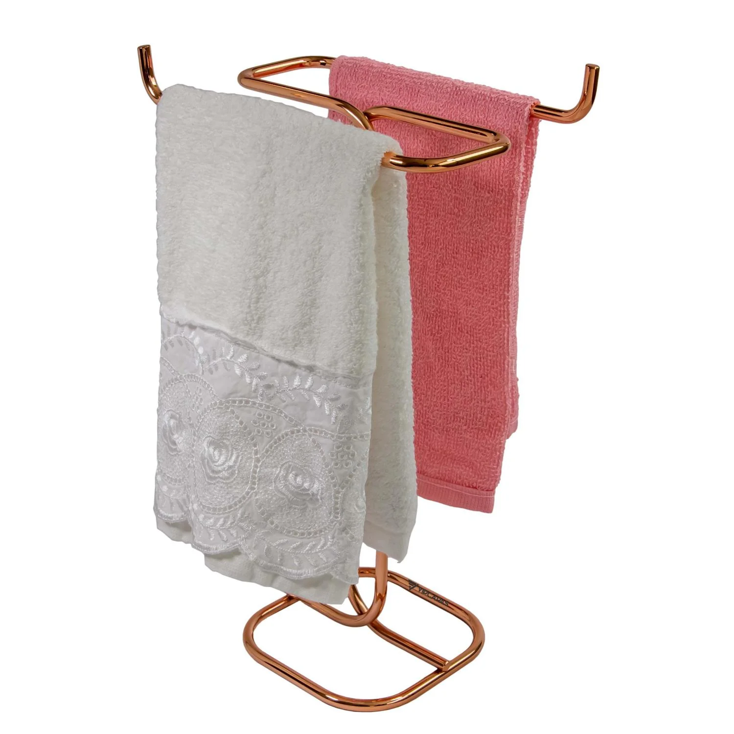 Porta Toalha Rosto e Mãos Duplo Para Bancada Aço Rose Gold - Image 7