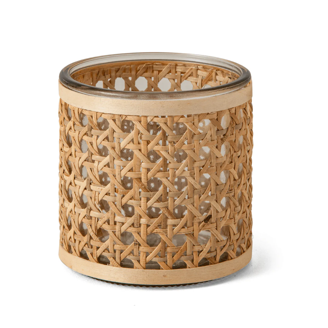 Porta Vela de Vidro com FIbra Natural 10cm