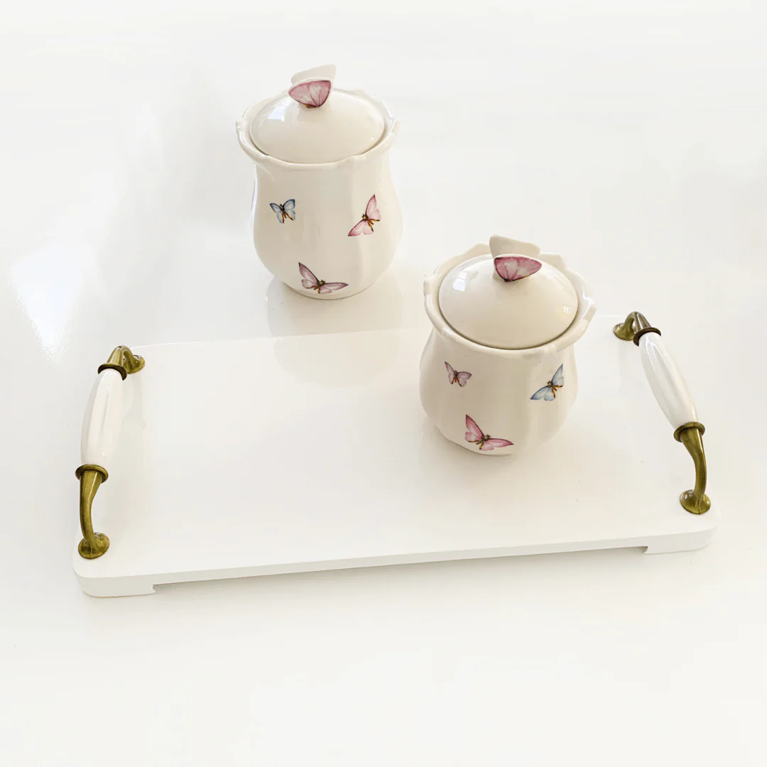 Pote Borboletas em Porcelana com Tampa Branco 350ml - Image 3