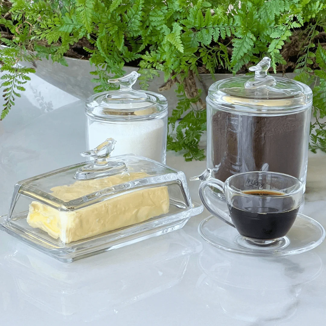 Jogo 4 Xícaras de Café Bird com Pires Cristal 80ml - Image 8