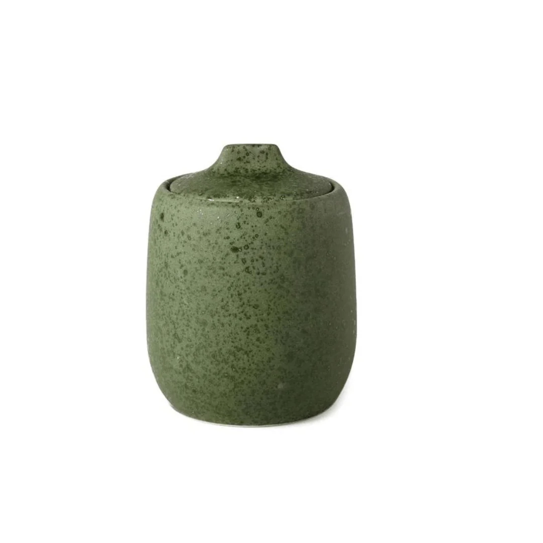 Pote de Cerâmica Porta Algodão Verde Musgo 13cm