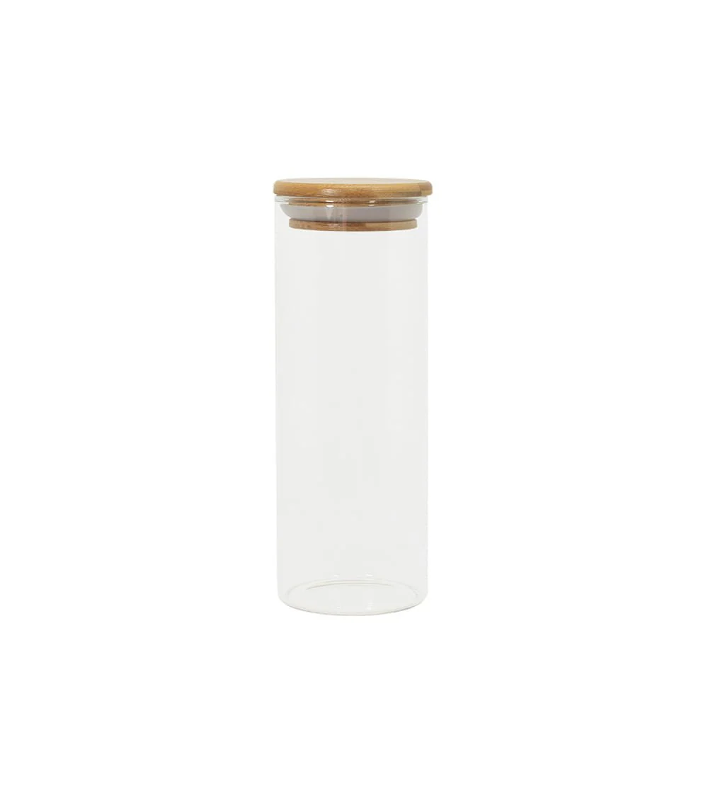 Pote de Vidro com Tampa de Bambu Circular Mantimento Natural 450ml