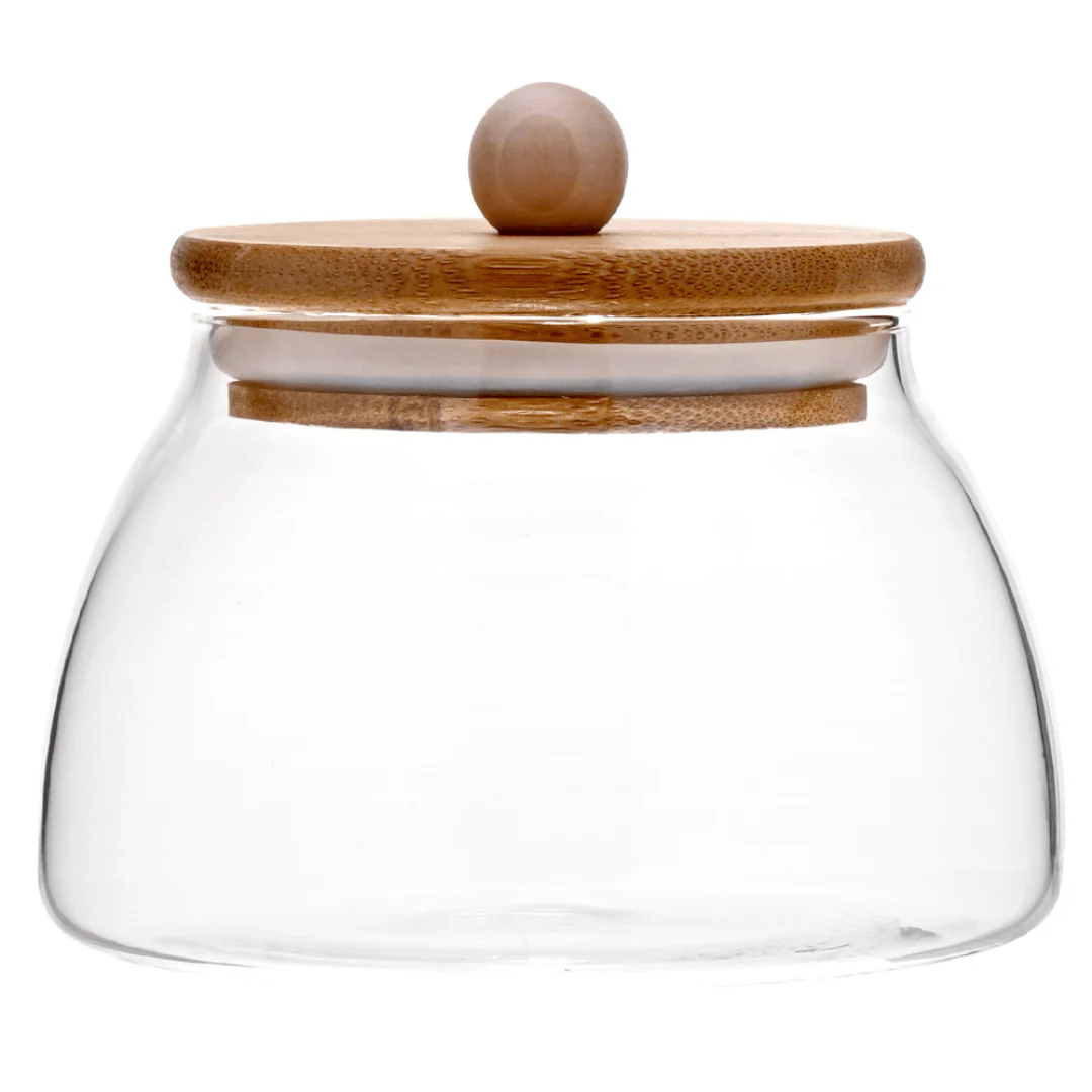Pote de Vidro com Tampa de Bambu Ecokitchen 11,2cm