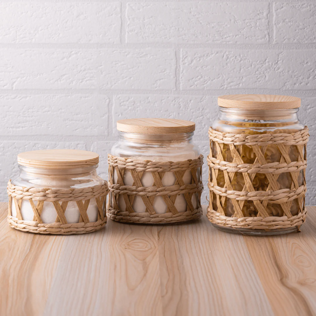 Pote de Vidro com Tampa em Madeira Sisal 520ml - Image 2
