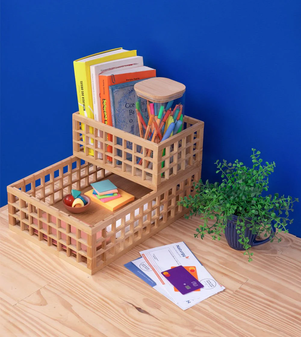Pote de Vidro Flat com Tampa de Bambu Quadrado Mantimento 1,4 Litros - Image 4