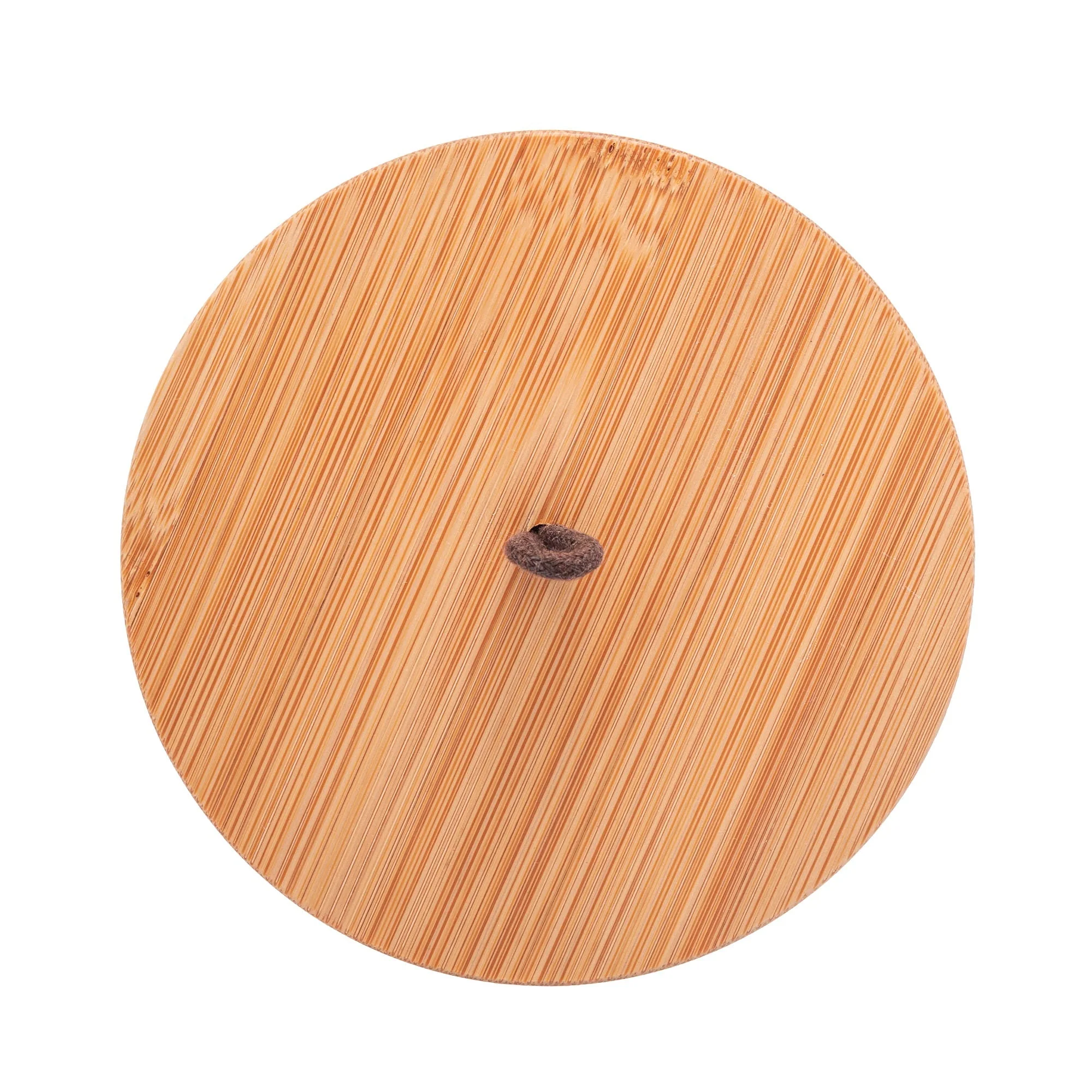 Pote Decorativo de Cerâmica com Tampa De Bambu Com Pegador De Corda Lines Branco12,5cm - Image 3